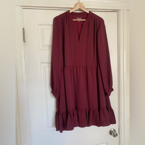 Burgundy Vince Camuto long sleeve lose fit fall dress size XL NWT - Picture 1 of 7